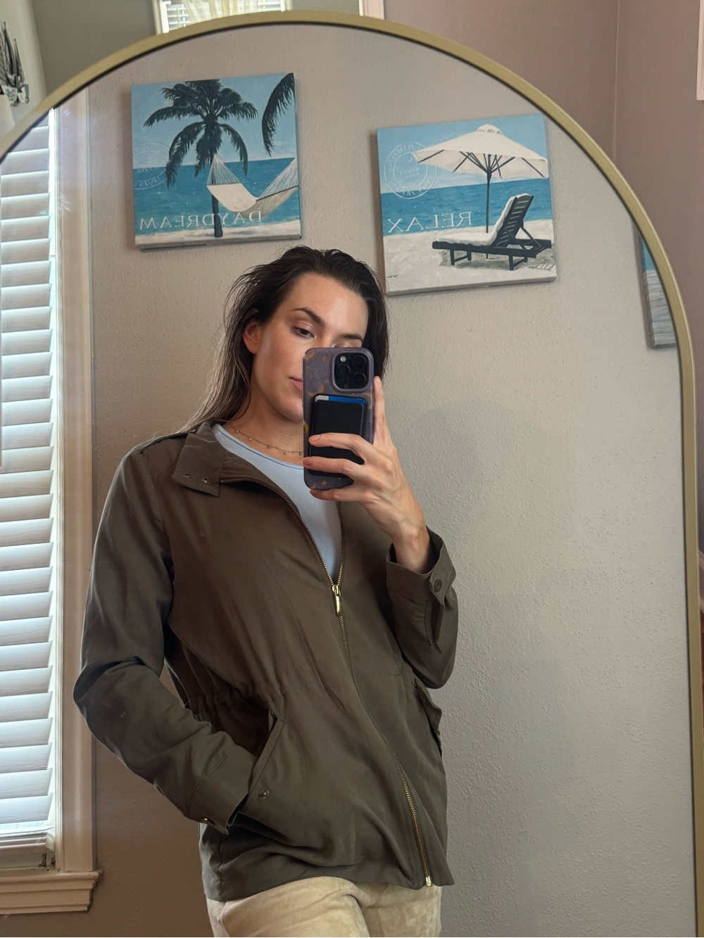 Utility Zip Front Jacket - Olive Green - Picture 3 of 4